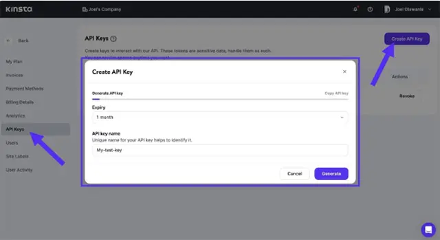 Kinsta APIでタスクを直接実行できる