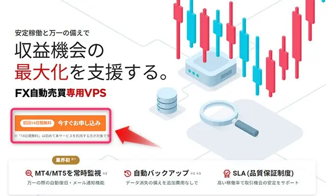 シン・クラウドデスクトップ for FX 申し込みをクリック・タップ