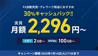 XServerクラウドPC 30%キャッシュバックキャンペーン