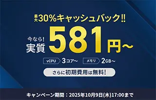 最大30%キャッシュバックキャンペーン