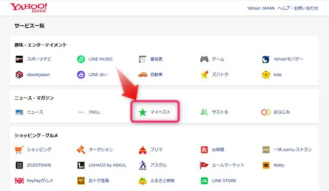 mybestはYahoo!からもアクセスできる