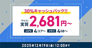 30%キャッシュバックキャンペーン