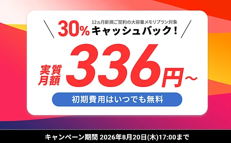 30%キャッシュバックキャンペーン