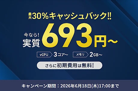 最大30%キャッシュバックキャンペーン