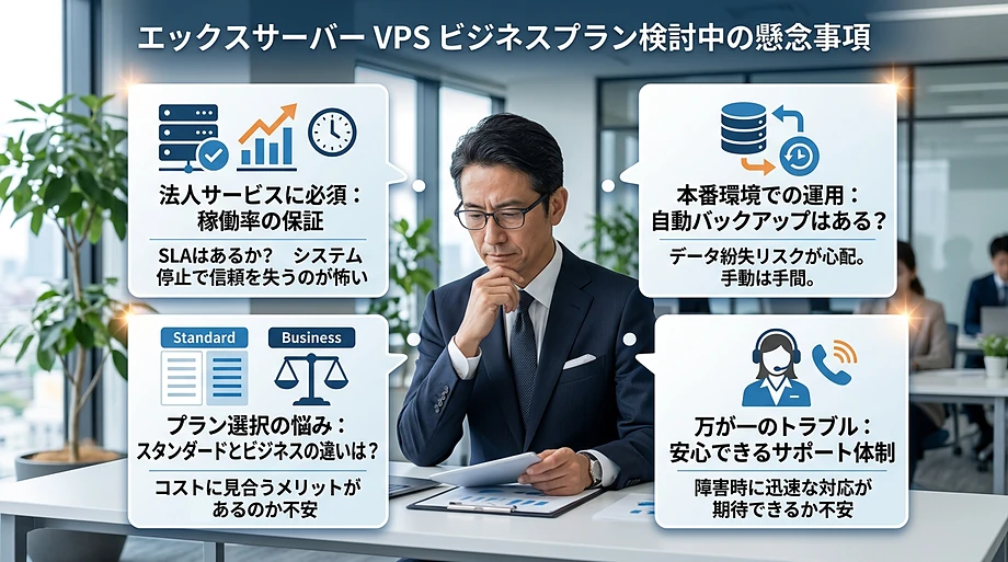 「XServer VPS ビジネスプラン」契約前の悩み・問題とは？