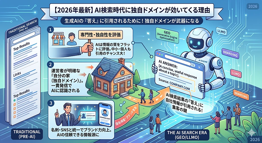【2026年最新】AI検索時代に独自ドメインが効いてくる理由
